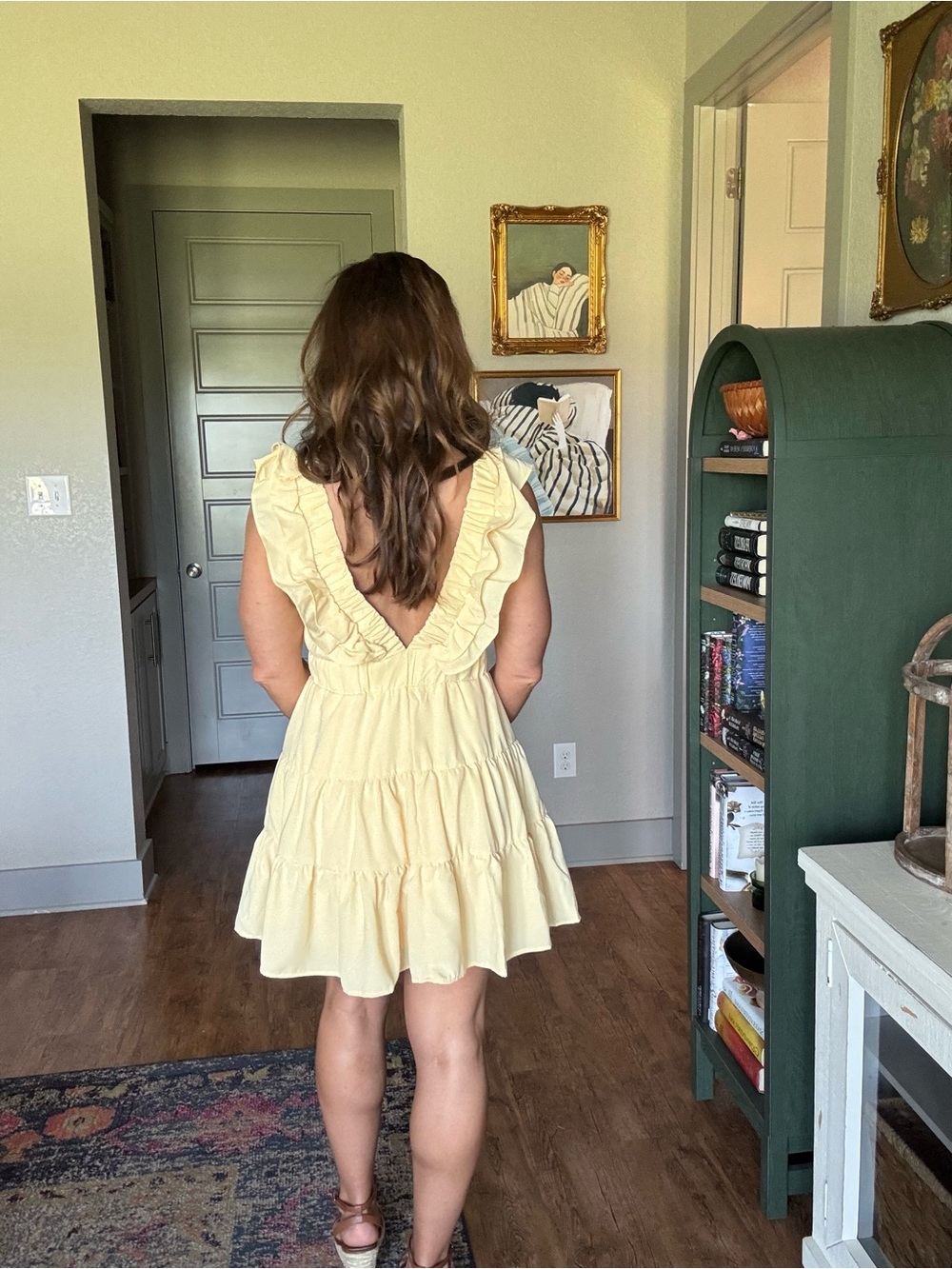 Yellow Ruffle V-Neck Sundress - Picture 4 of 5